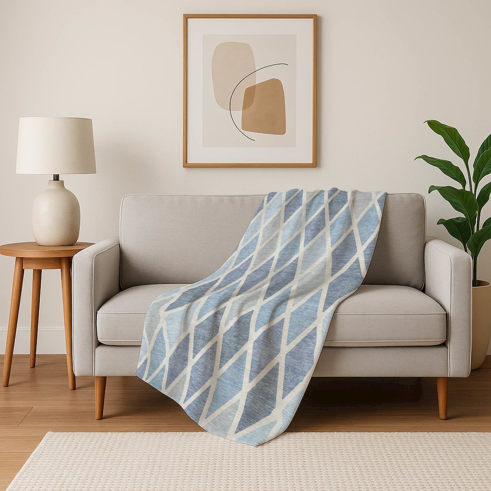 Premium Machine Washable ASB887 Sky 50" x 70" Sherpa Throw Blanket. Picture 5