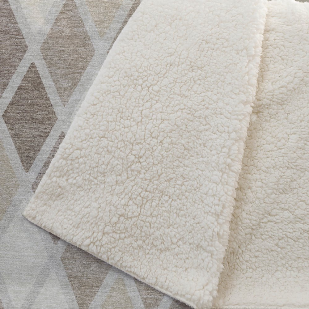 Premium Machine Washable ASB887 Taupe 50" x 70" Sherpa Throw Blanket. Picture 2