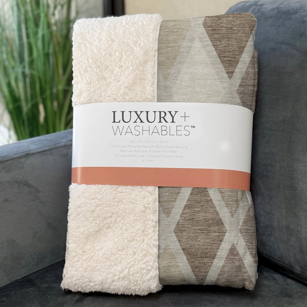 Premium Machine Washable ASB887 Taupe 50" x 70" Sherpa Throw Blanket. Picture 3