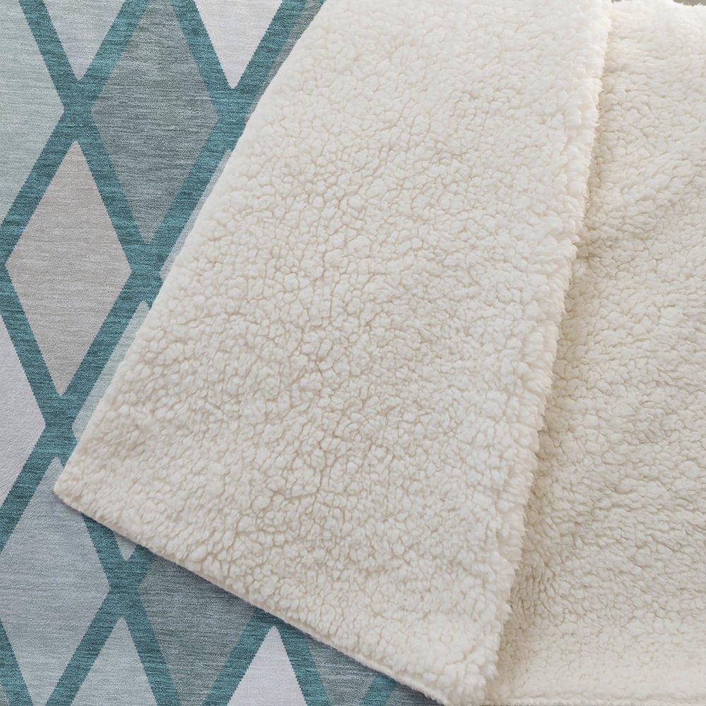 Premium Machine Washable ASB887 Teal 50" x 70" Sherpa Throw Blanket. Picture 2