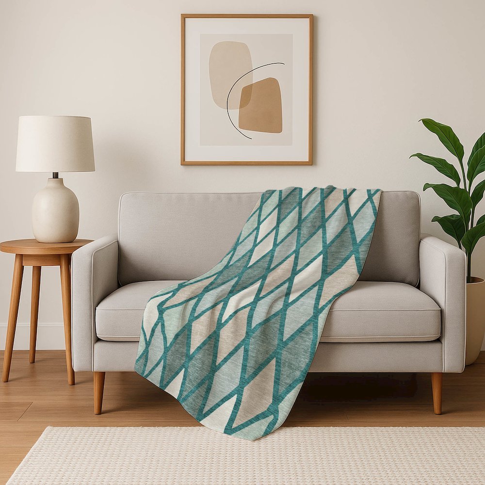 Premium Machine Washable ASB887 Teal 50" x 70" Sherpa Throw Blanket. Picture 5
