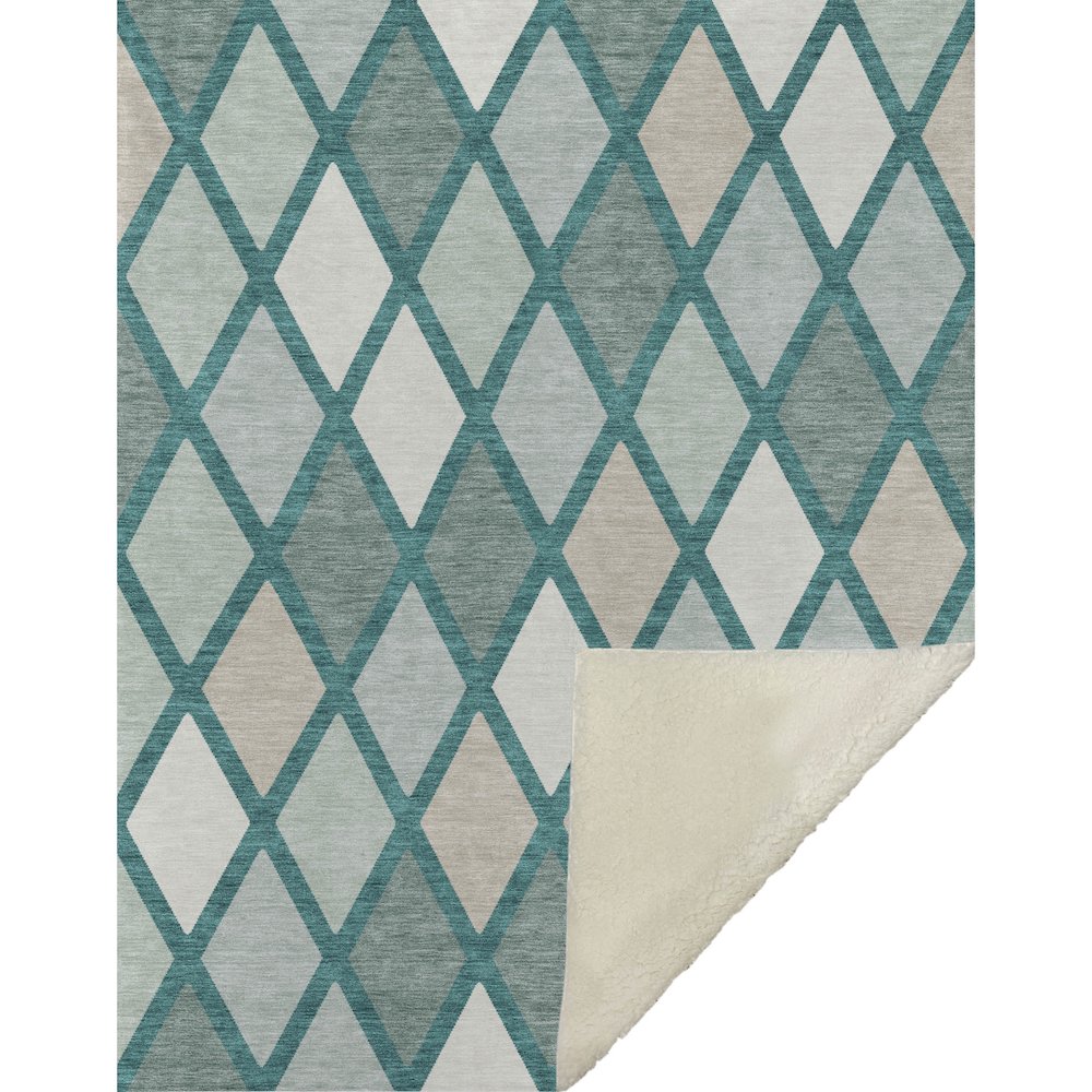 Premium Machine Washable ASB887 Teal 50" x 70" Sherpa Throw Blanket. Picture 1