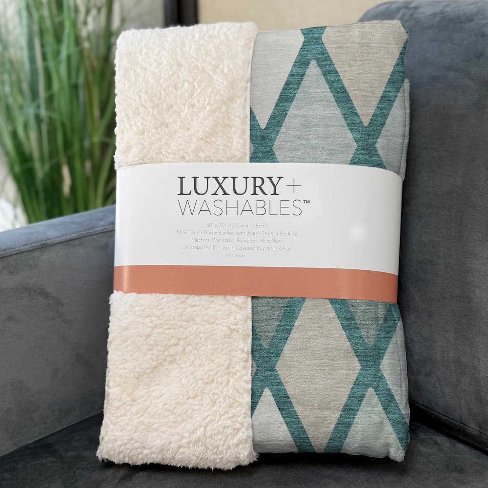 Premium Machine Washable ASB887 Teal 50" x 70" Sherpa Throw Blanket. Picture 3