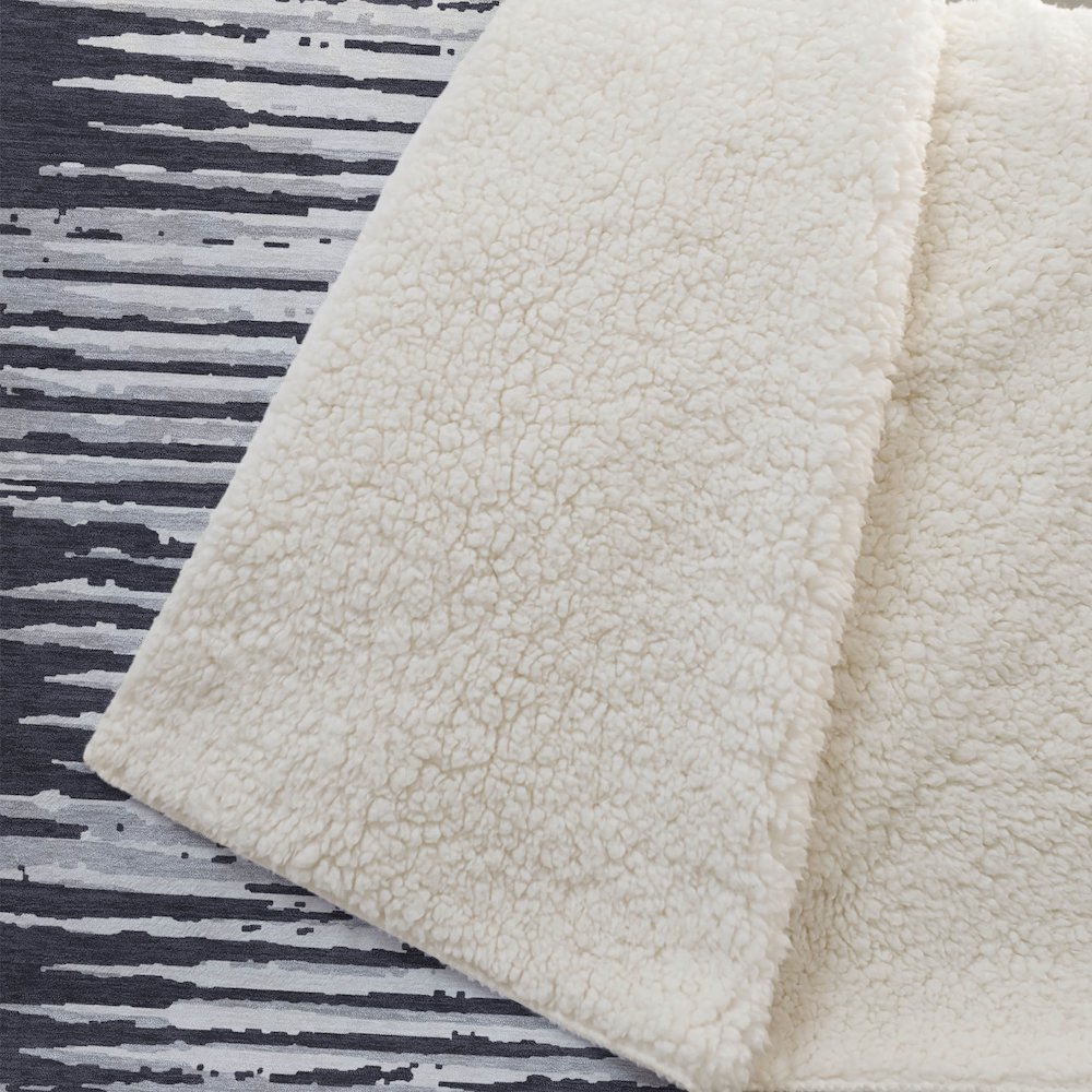 Premium Machine Washable ASB888 Black 50" x 70" Sherpa Throw Blanket. Picture 2