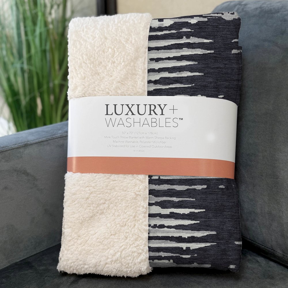 Premium Machine Washable ASB888 Black 50" x 70" Sherpa Throw Blanket. Picture 3