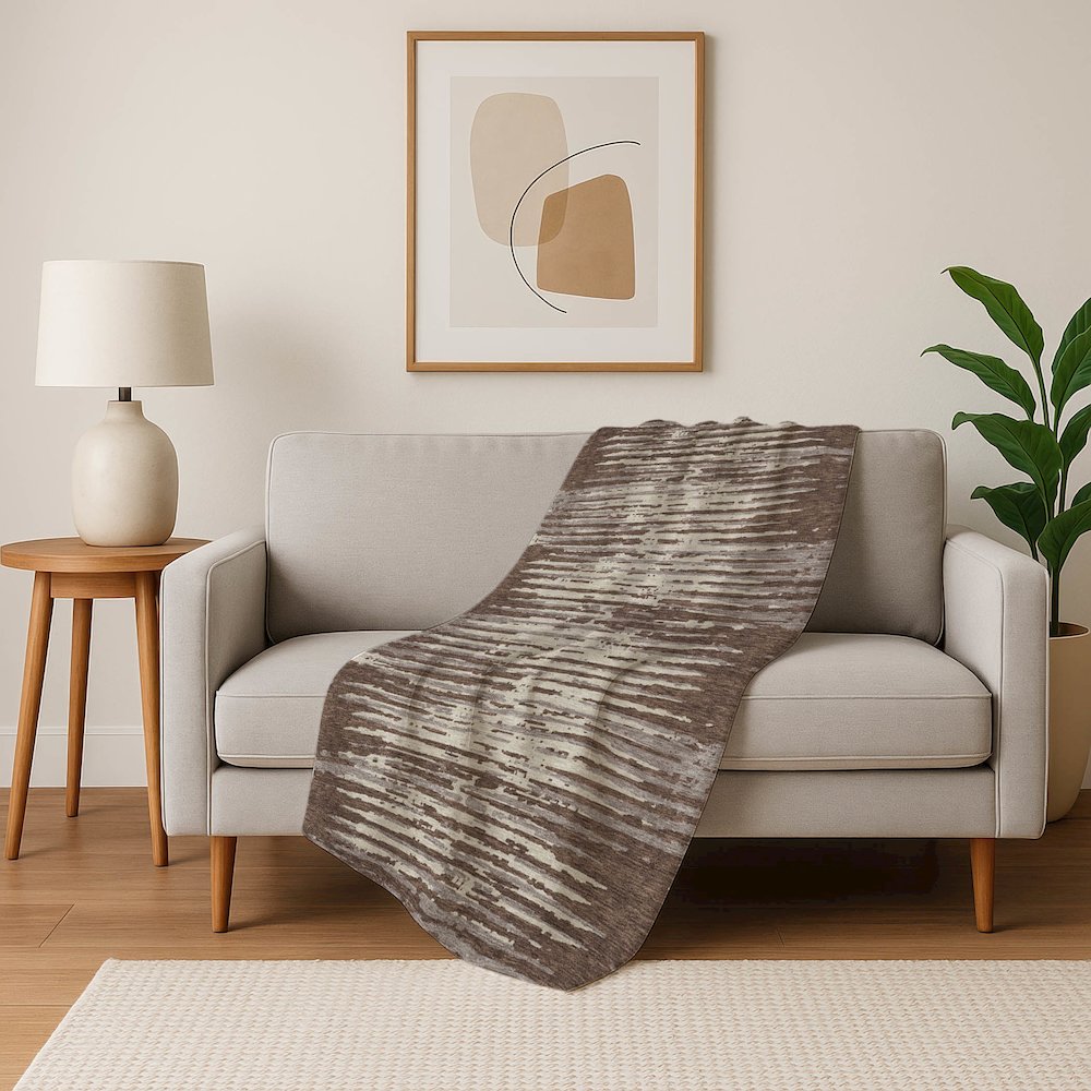 Premium Machine Washable ASB888 Brown 50" x 70" Sherpa Throw Blanket. Picture 5
