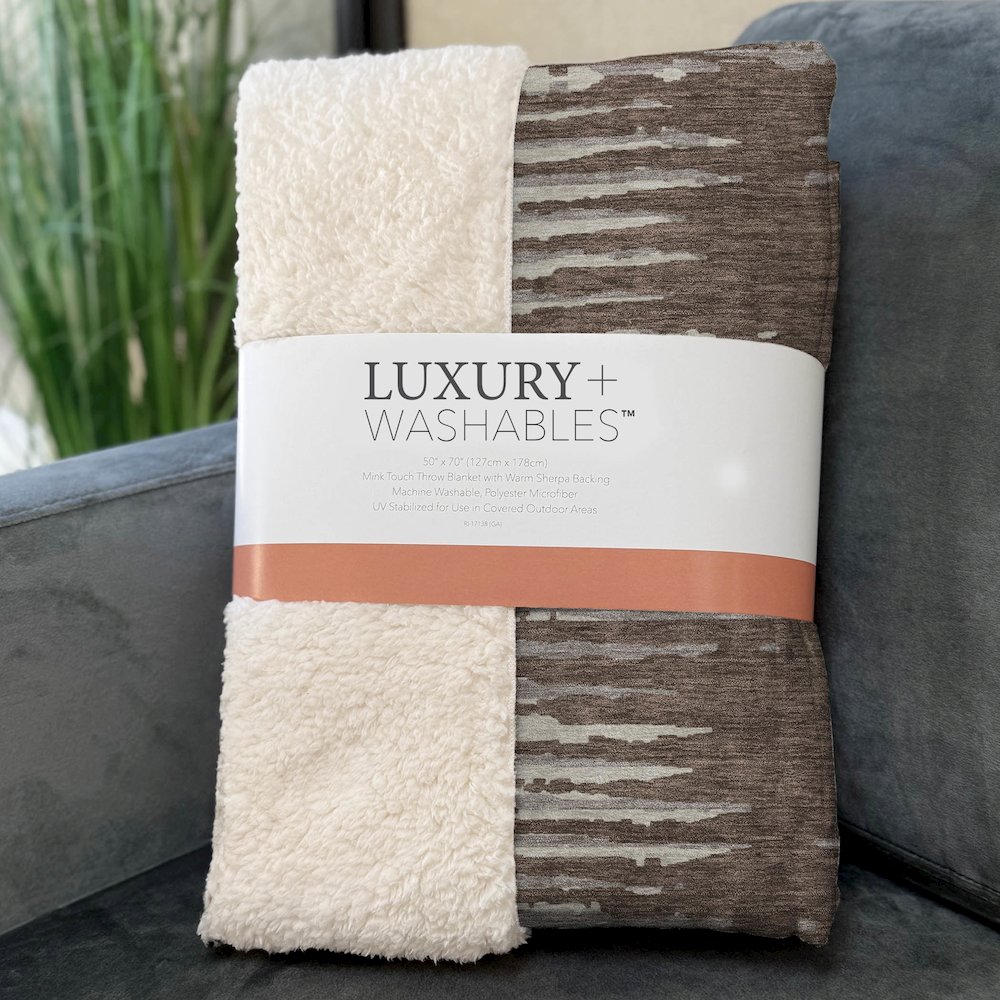 Premium Machine Washable ASB888 Brown 50" x 70" Sherpa Throw Blanket. Picture 3
