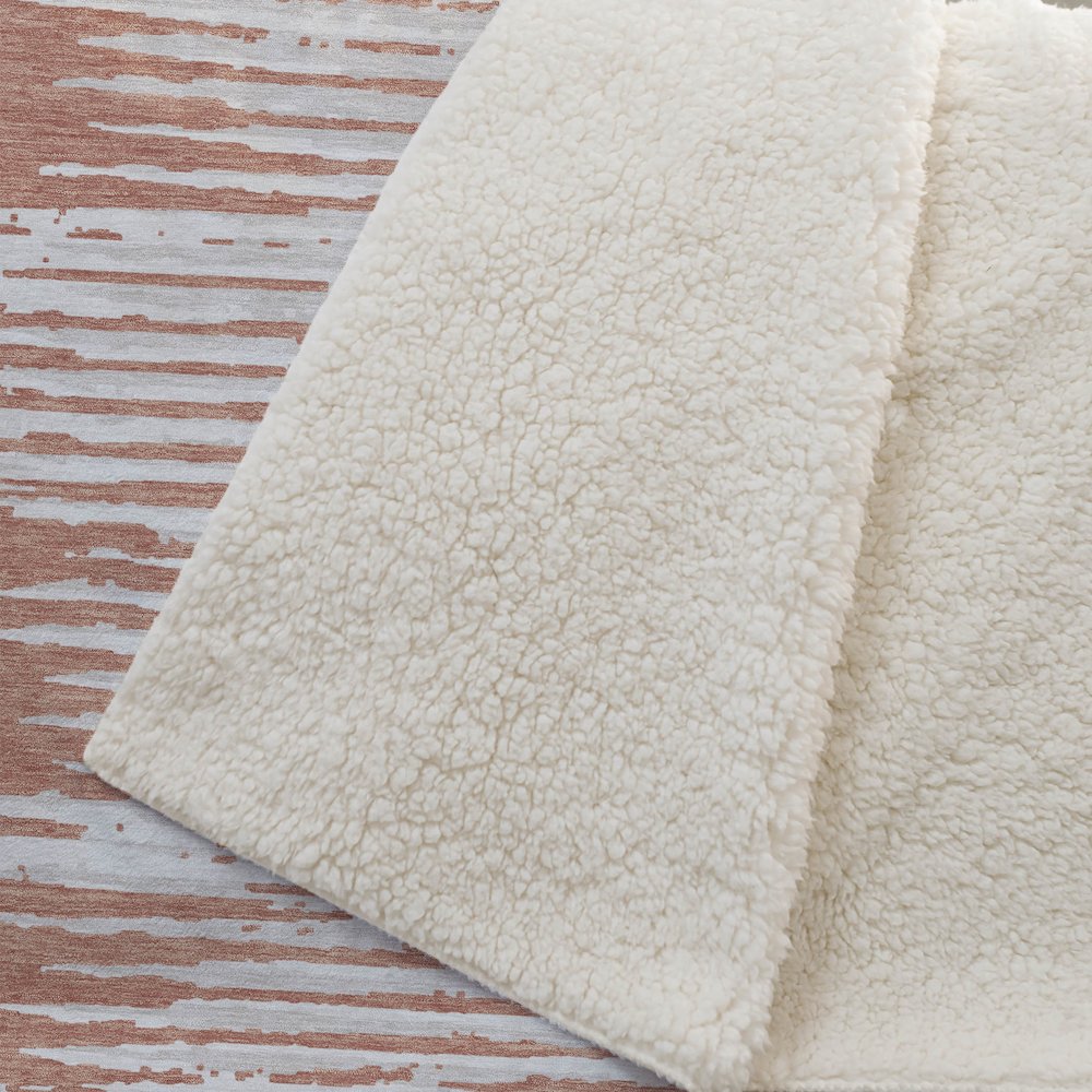 Premium Machine Washable ASB888 Coral 50" x 70" Sherpa Throw Blanket. Picture 2