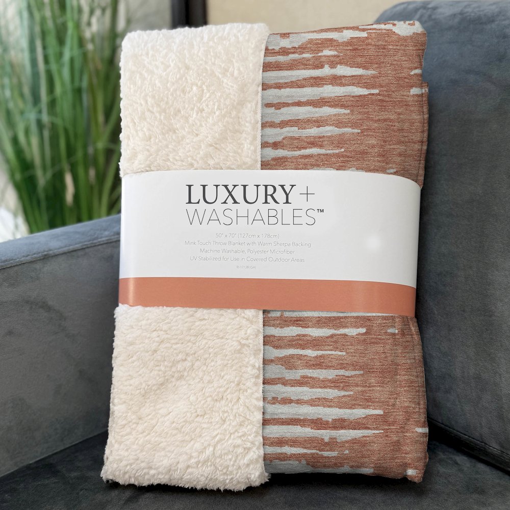 Premium Machine Washable ASB888 Coral 50" x 70" Sherpa Throw Blanket. Picture 3