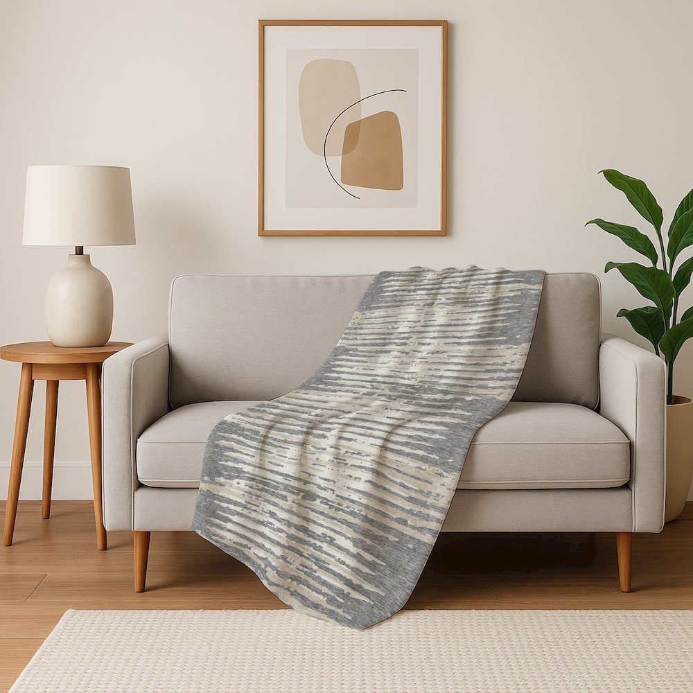 Premium Machine Washable ASB888 Gray 50" x 70" Sherpa Throw Blanket. Picture 5