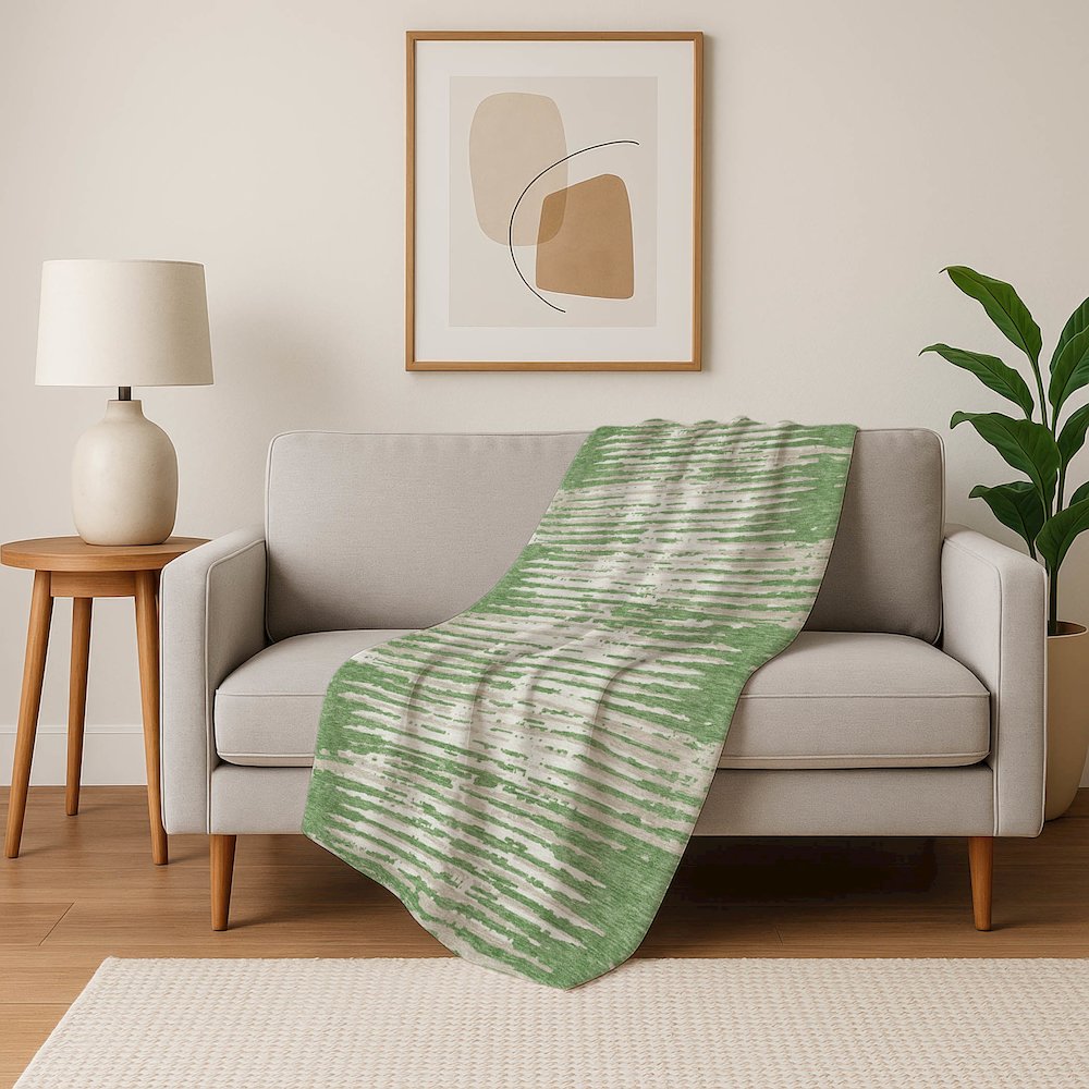 Premium Machine Washable ASB888 Green 50" x 70" Sherpa Throw Blanket. Picture 5