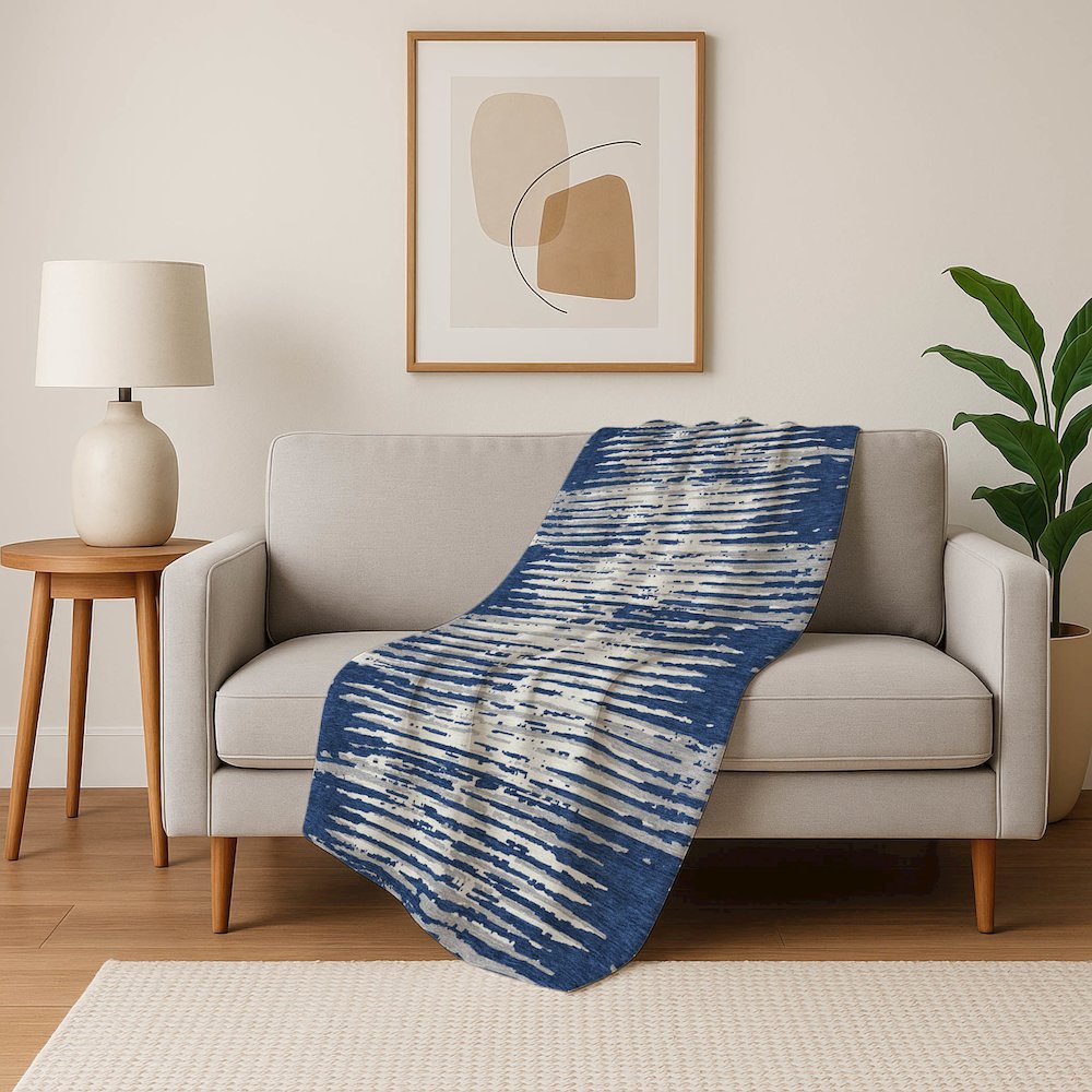Premium Machine Washable ASB888 Navy 50" x 70" Sherpa Throw Blanket. Picture 5