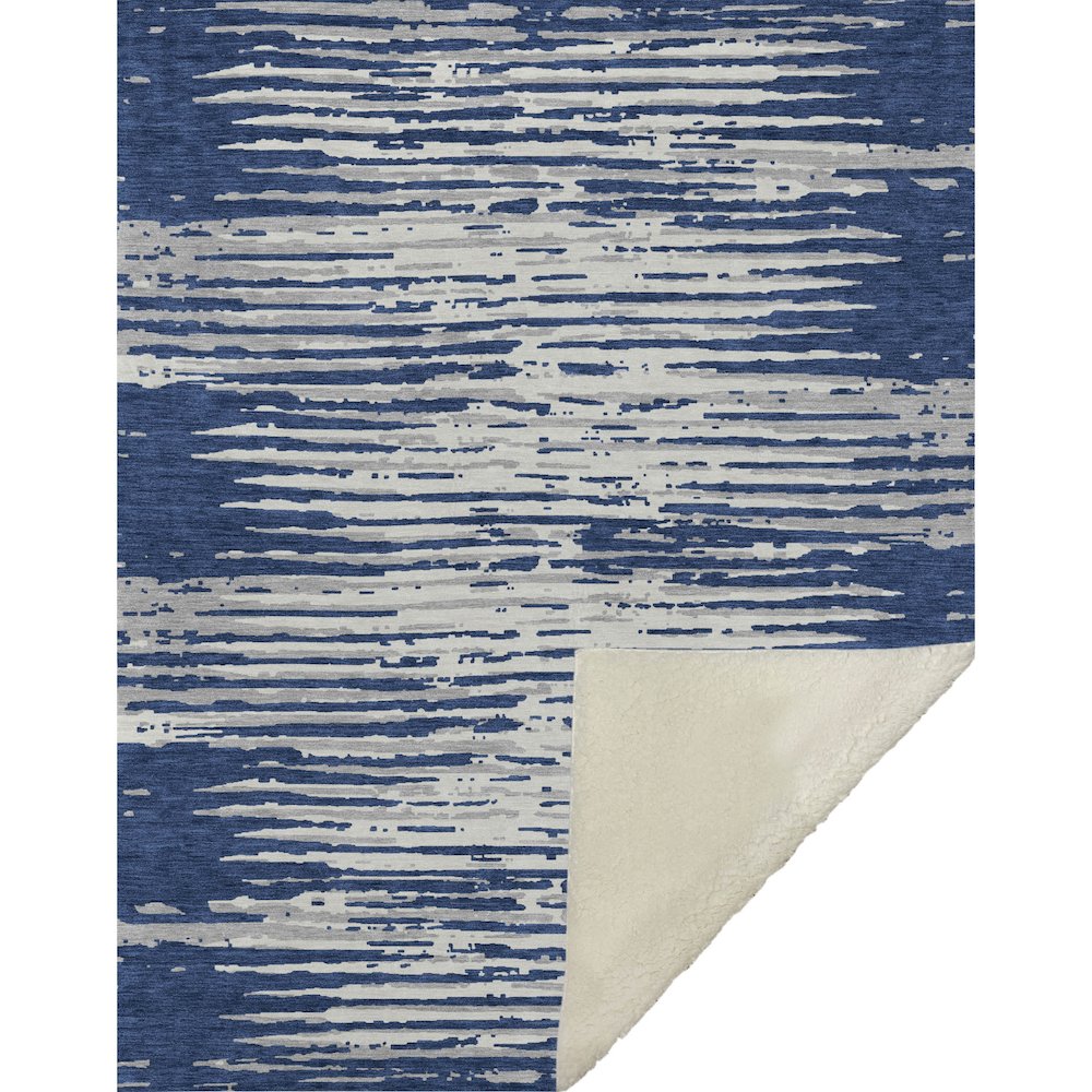 Premium Machine Washable ASB888 Navy 50" x 70" Sherpa Throw Blanket. Picture 1