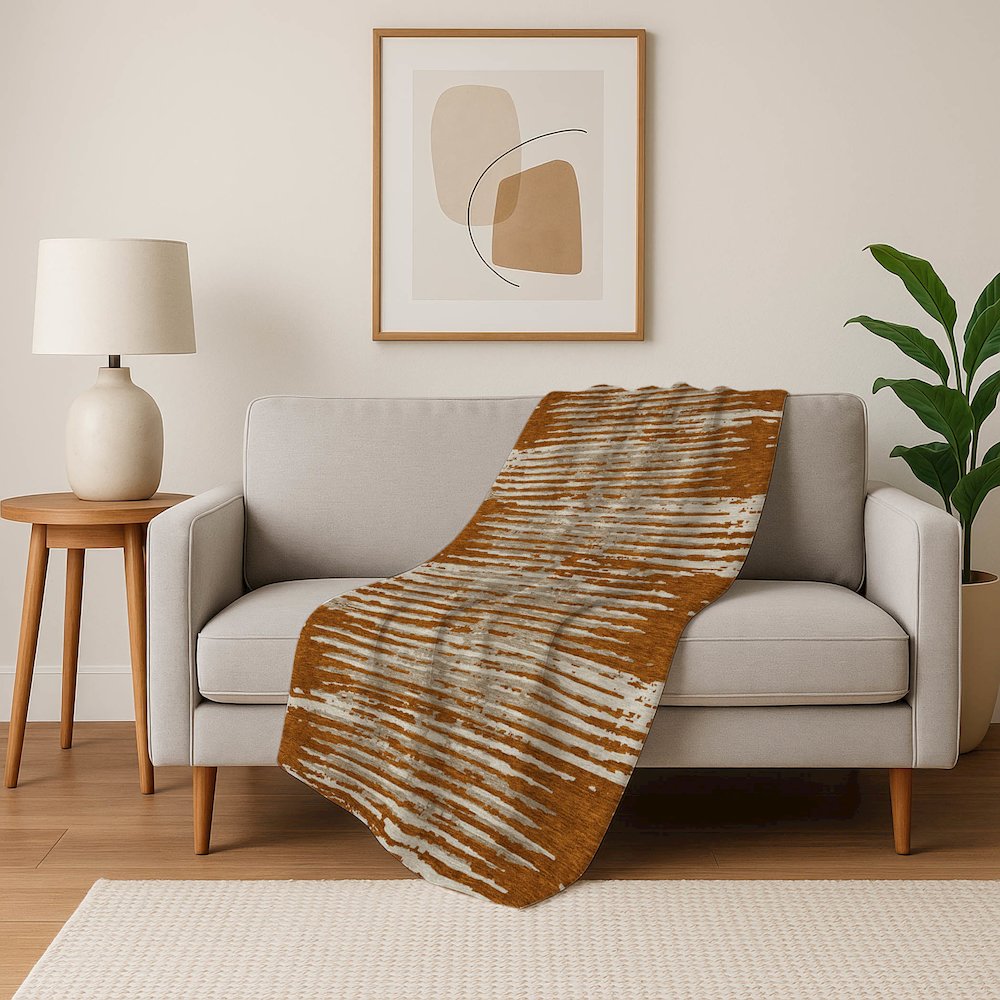 Premium Machine Washable ASB888 Paprika 50" x 70" Sherpa Throw Blanket. Picture 5