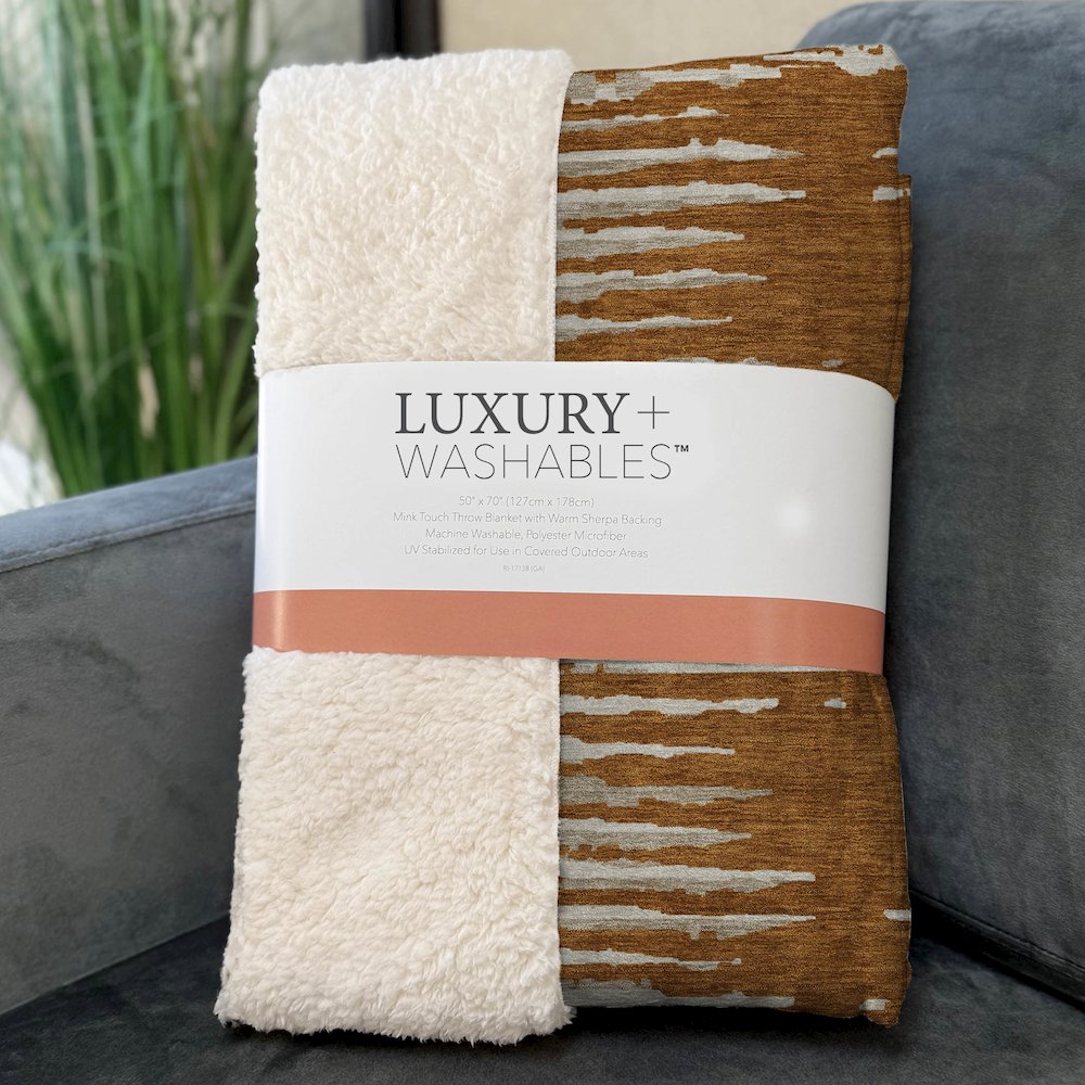 Premium Machine Washable ASB888 Paprika 50" x 70" Sherpa Throw Blanket. Picture 3
