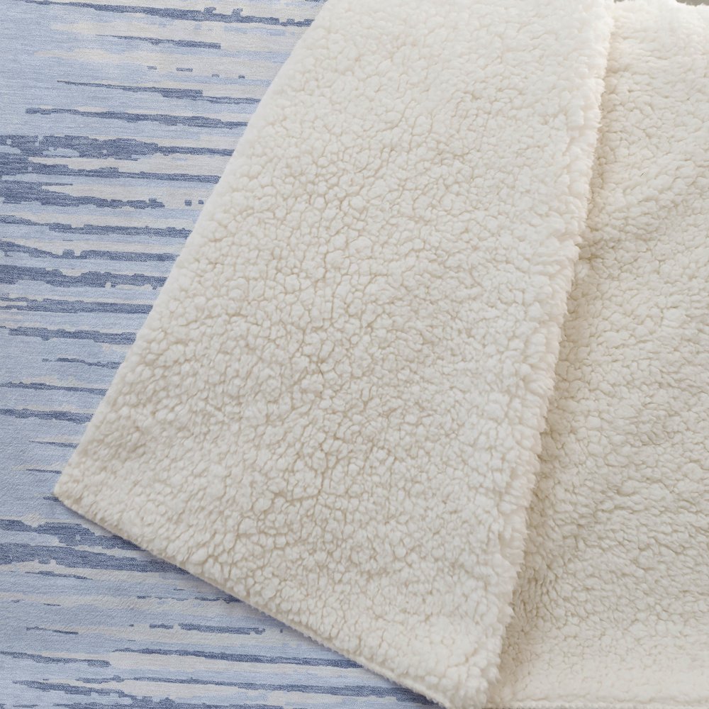 Premium Machine Washable ASB888 Sky 50" x 70" Sherpa Throw Blanket. Picture 2