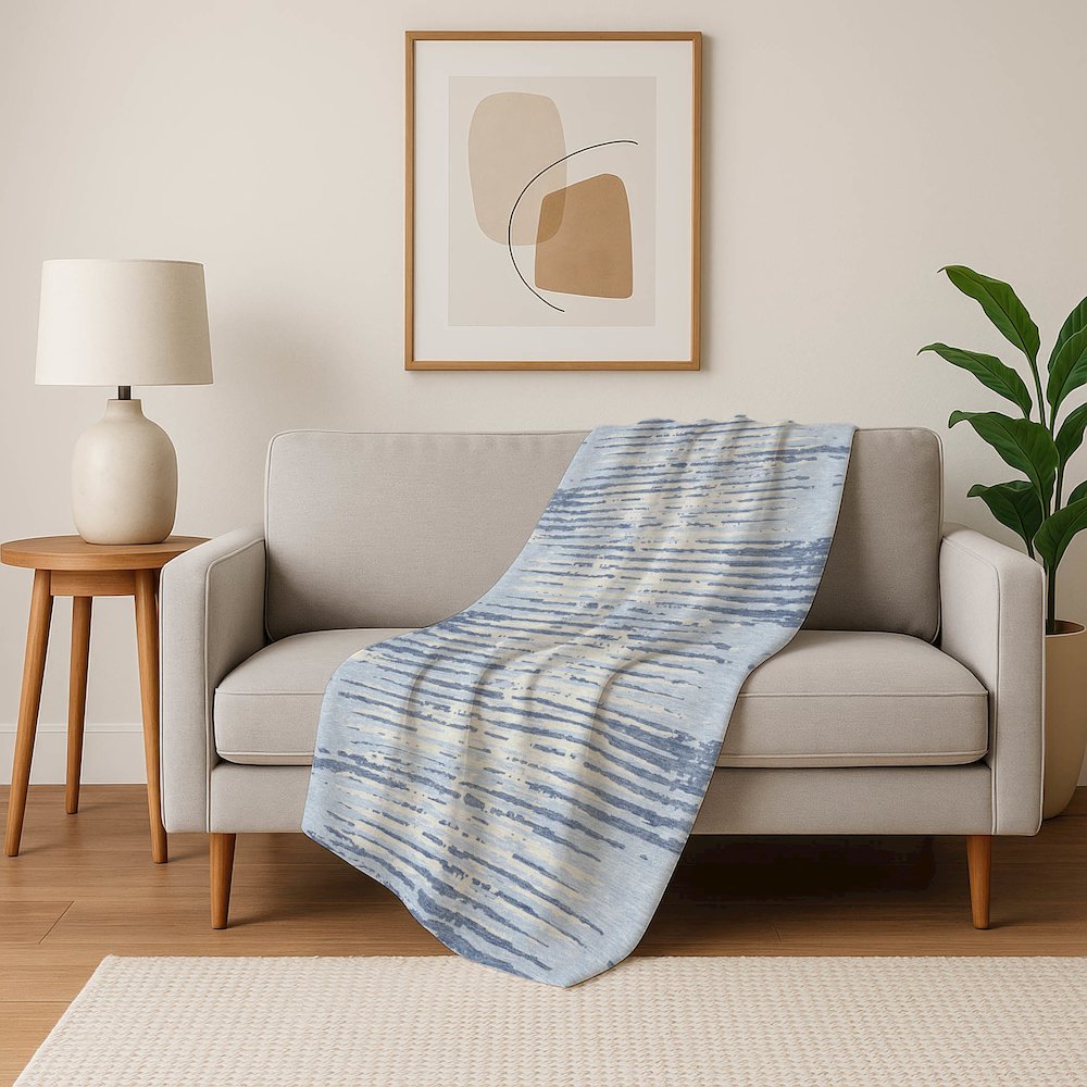Premium Machine Washable ASB888 Sky 50" x 70" Sherpa Throw Blanket. Picture 5
