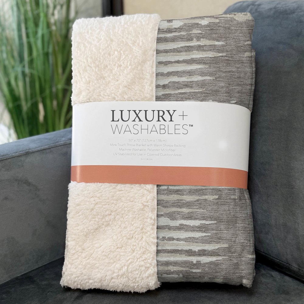 Premium Machine Washable ASB888 Taupe 50" x 70" Sherpa Throw Blanket. Picture 3