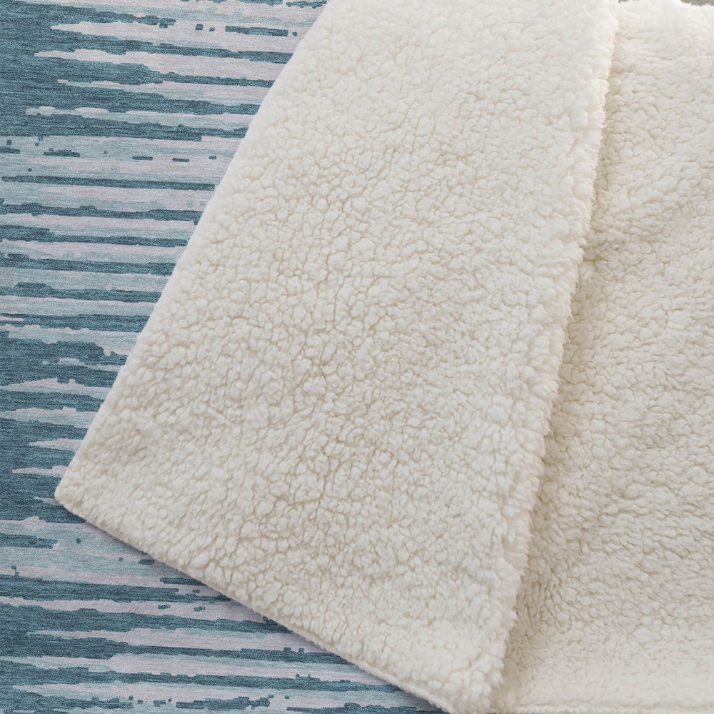Premium Machine Washable ASB888 Teal 50" x 70" Sherpa Throw Blanket. Picture 2