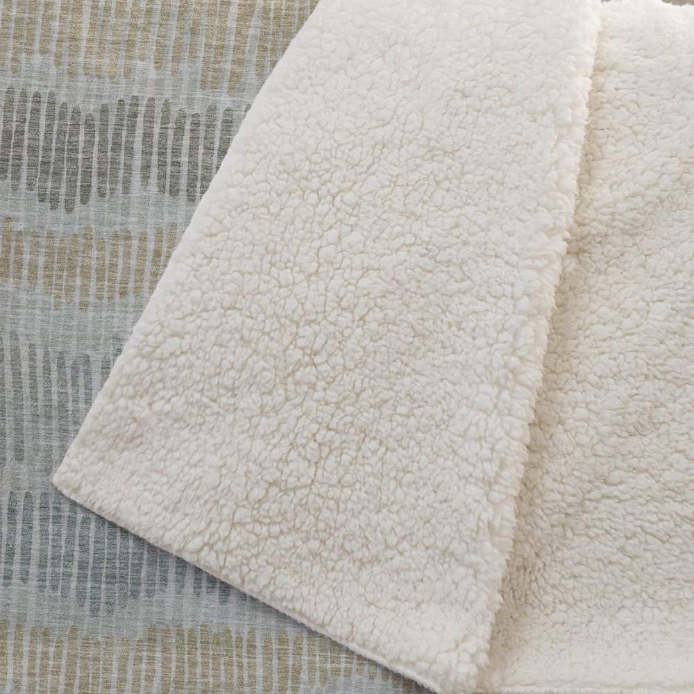 Premium Machine Washable ASB889 Beige 50" x 70" Sherpa Throw Blanket. Picture 2