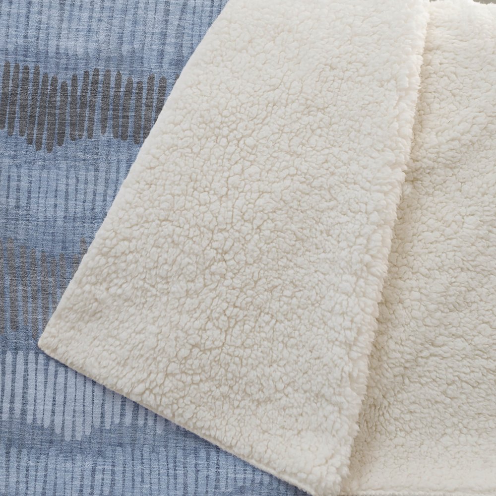 Premium Machine Washable ASB889 Blue 50" x 70" Sherpa Throw Blanket. Picture 2