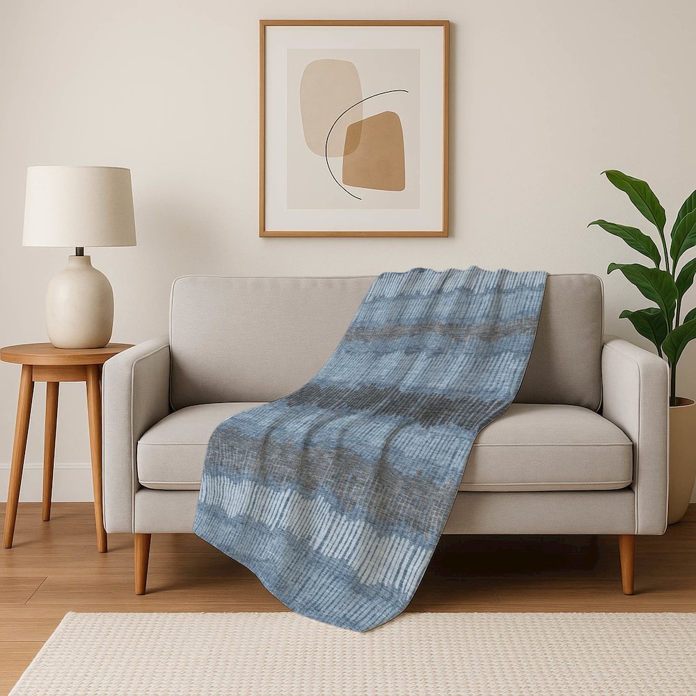 Premium Machine Washable ASB889 Blue 50" x 70" Sherpa Throw Blanket. Picture 5