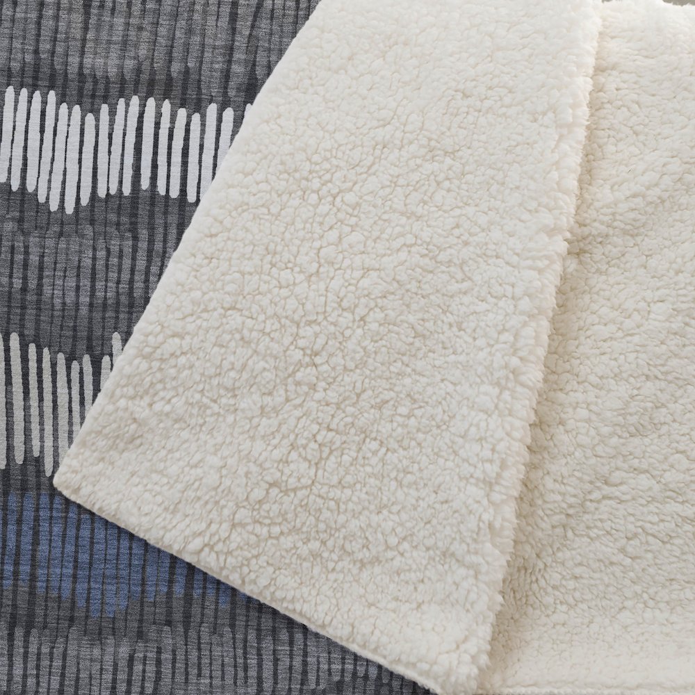Premium Machine Washable ASB889 Charcoal 50" x 70" Sherpa Throw Blanket. Picture 2