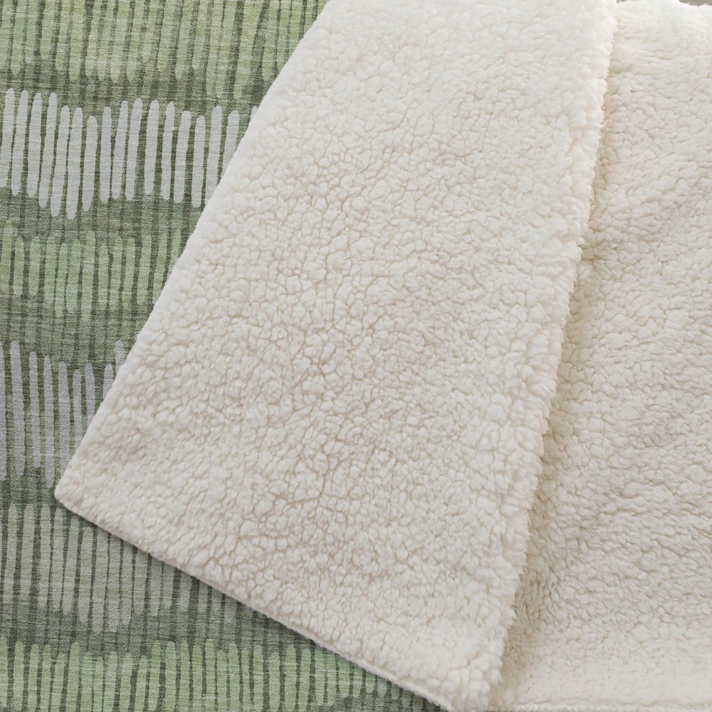 Premium Machine Washable ASB889 Olive 50" x 70" Sherpa Throw Blanket. Picture 2
