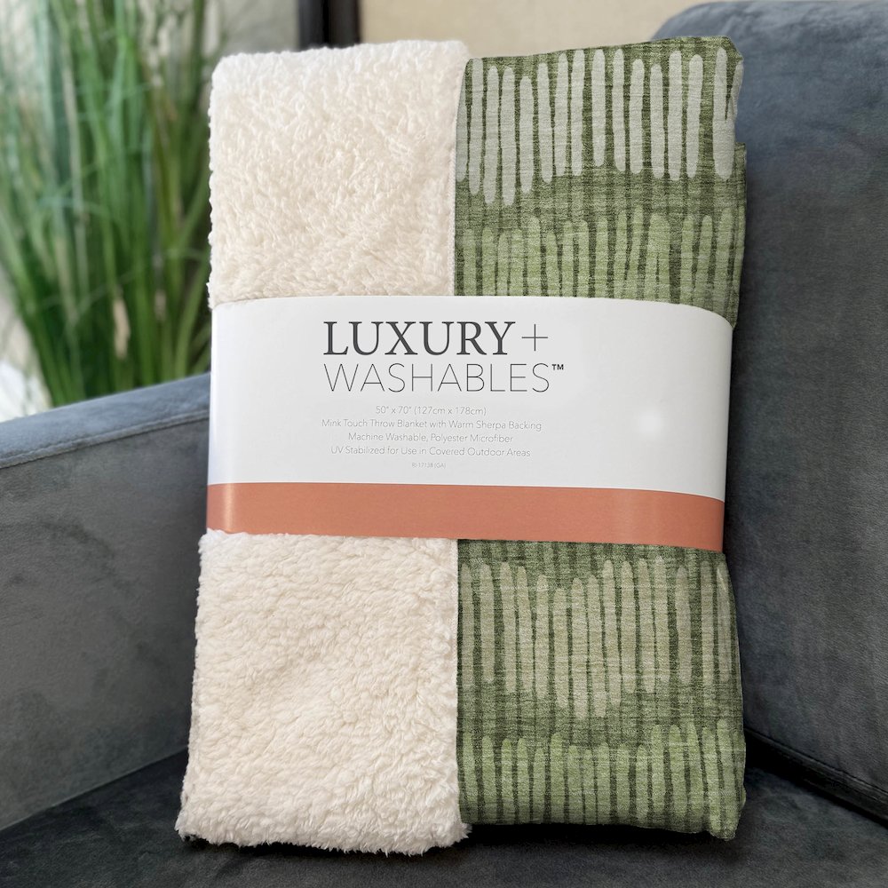 Premium Machine Washable ASB889 Olive 50" x 70" Sherpa Throw Blanket. Picture 3