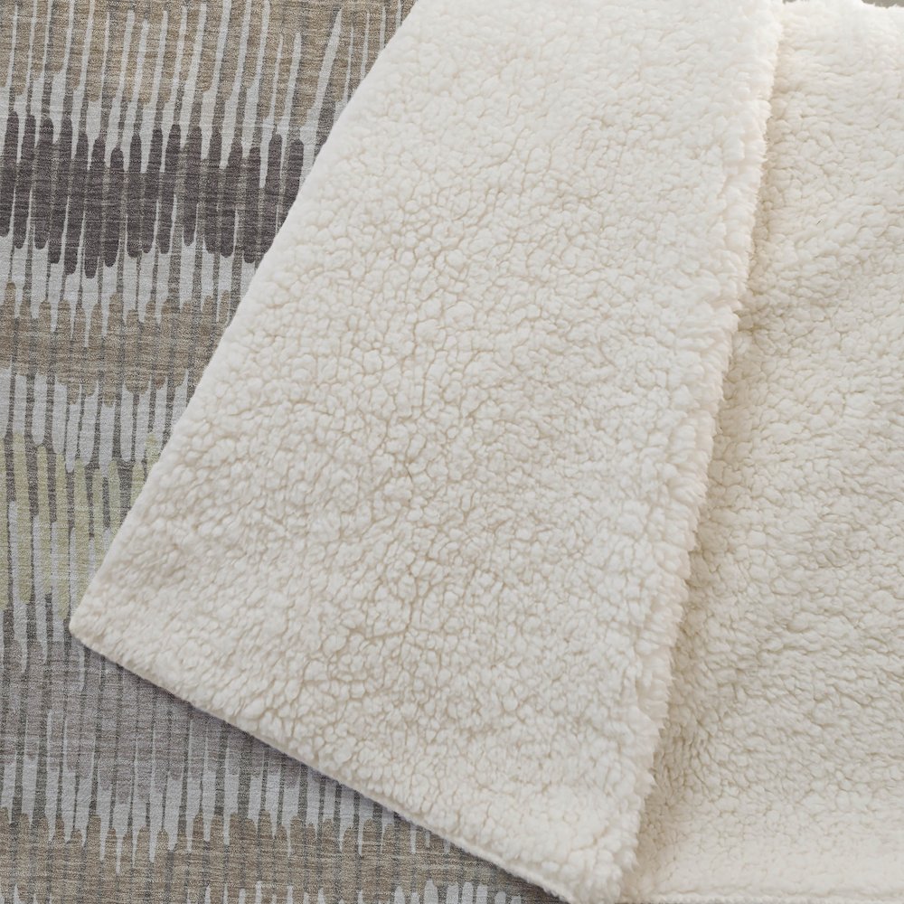 Premium Machine Washable ASB889 Taupe 50" x 70" Sherpa Throw Blanket. Picture 2