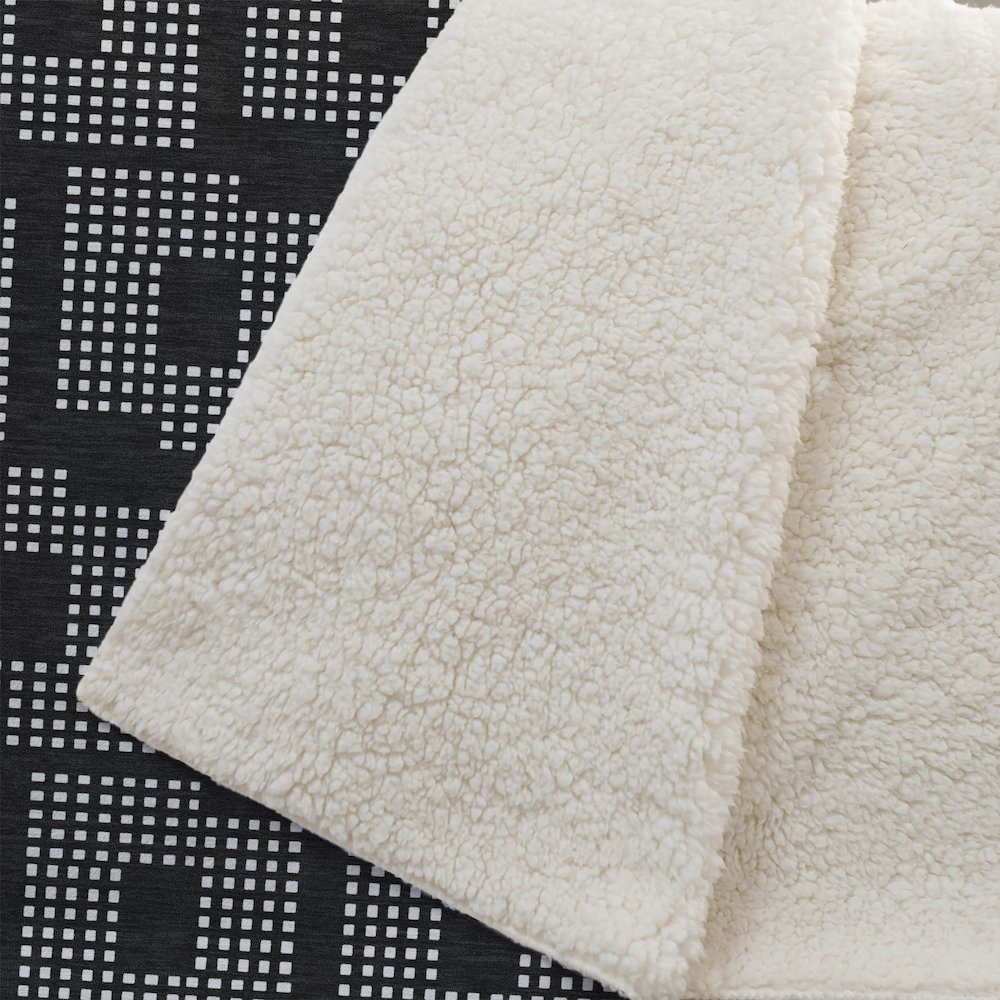 Premium Machine Washable ASB890 Black 50" x 70" Sherpa Throw Blanket. Picture 2