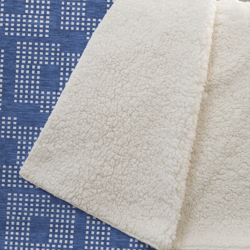 Premium Machine Washable ASB890 Blue 50" x 70" Sherpa Throw Blanket. Picture 2