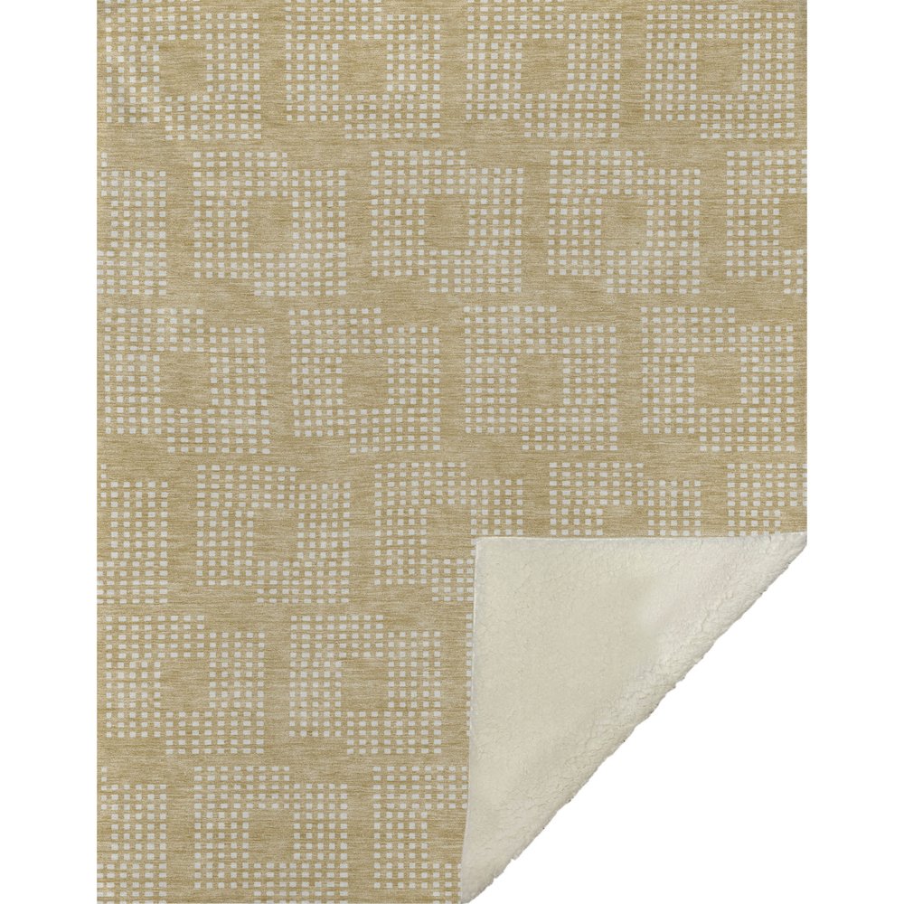 Premium Machine Washable ASB890 Gold 50" x 70" Sherpa Throw Blanket. Picture 1