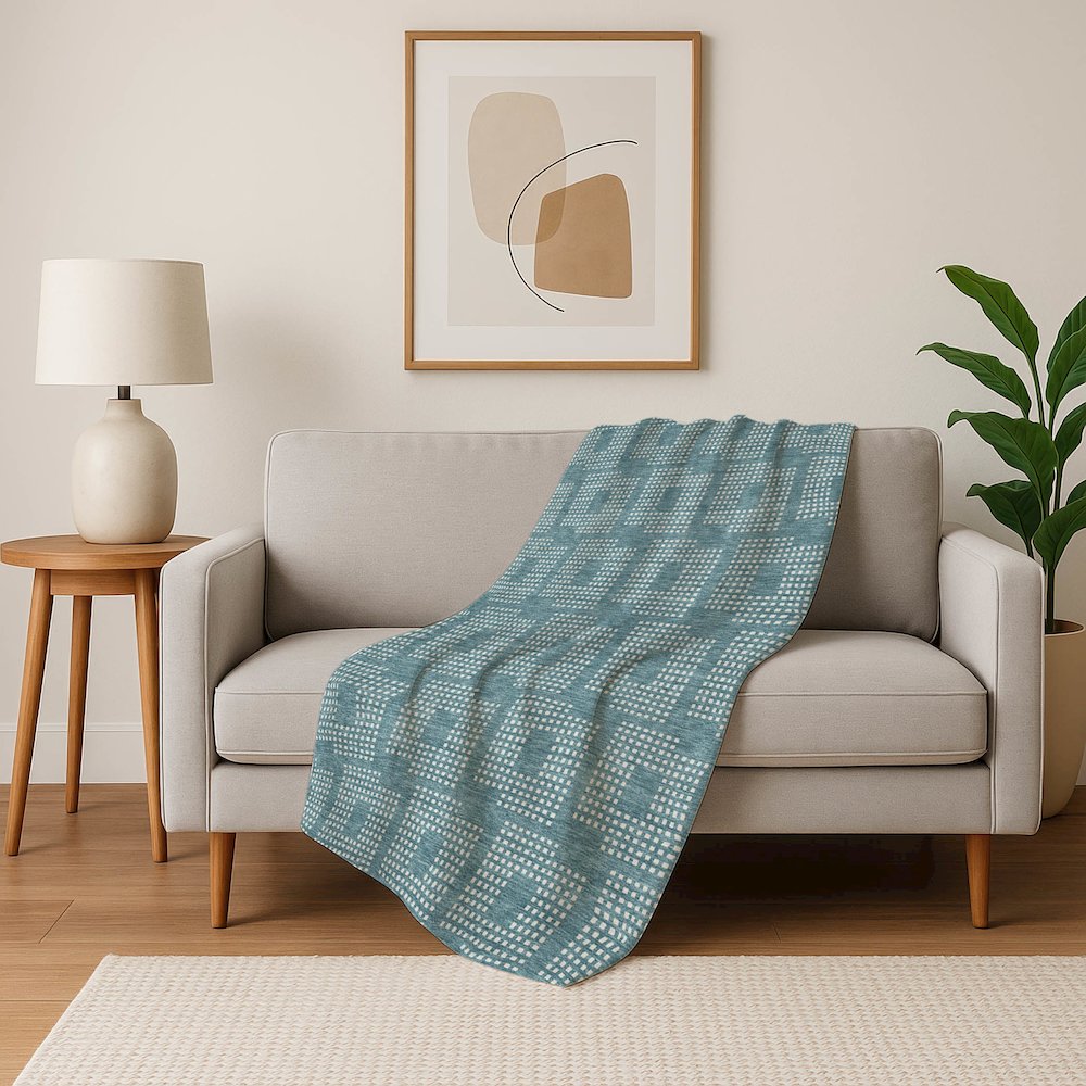 Premium Machine Washable ASB890 Teal 50" x 70" Sherpa Throw Blanket. Picture 5