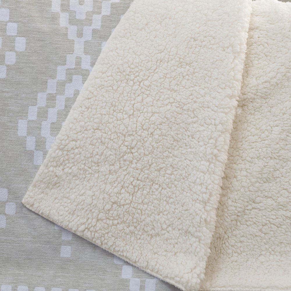 Premium Machine Washable ASB891 Beige 50" x 70" Sherpa Throw Blanket. Picture 2