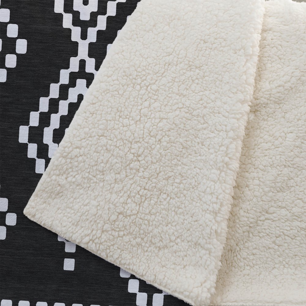 Premium Machine Washable ASB891 Black 50" x 70" Sherpa Throw Blanket. Picture 2