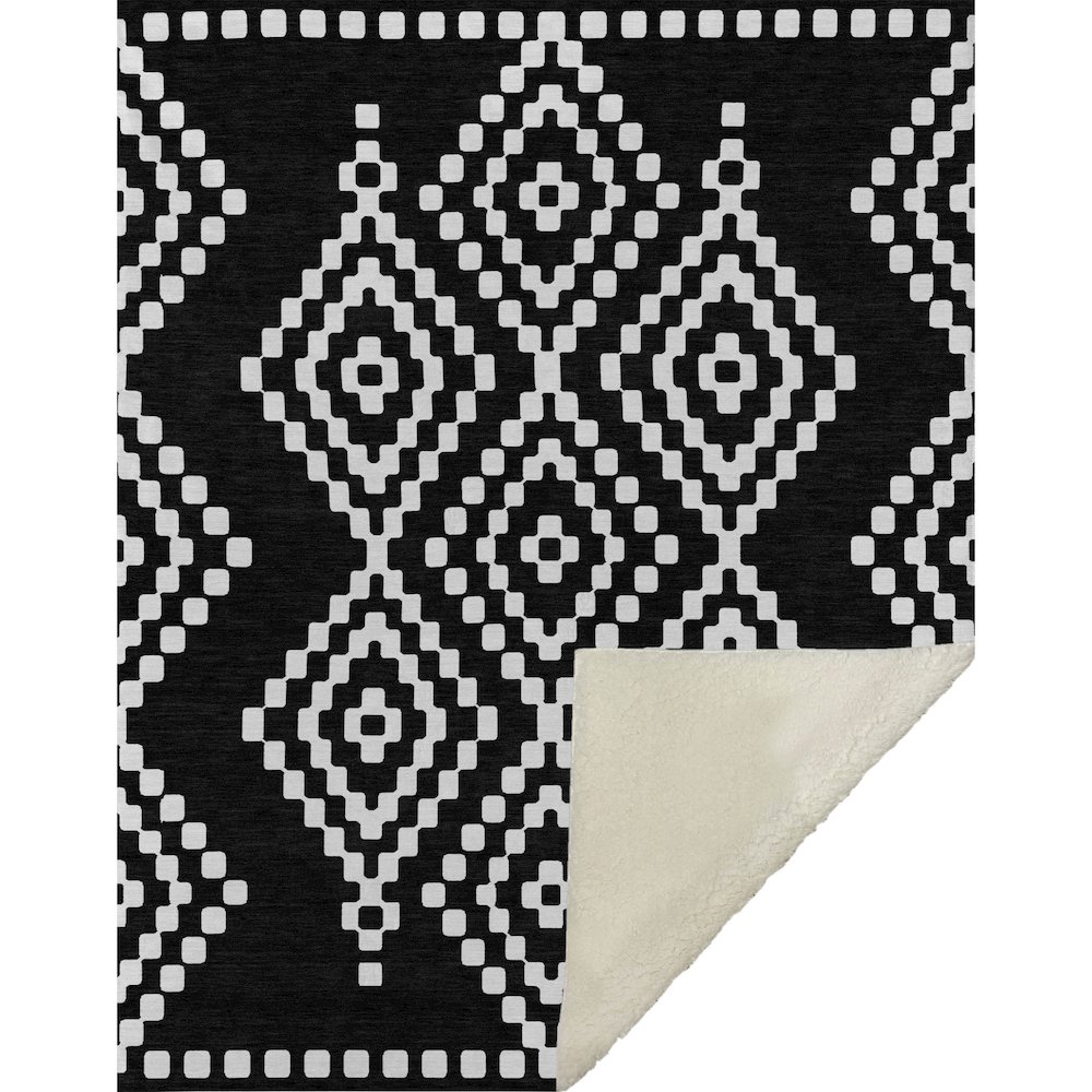 Premium Machine Washable ASB891 Black 50" x 70" Sherpa Throw Blanket. Picture 1