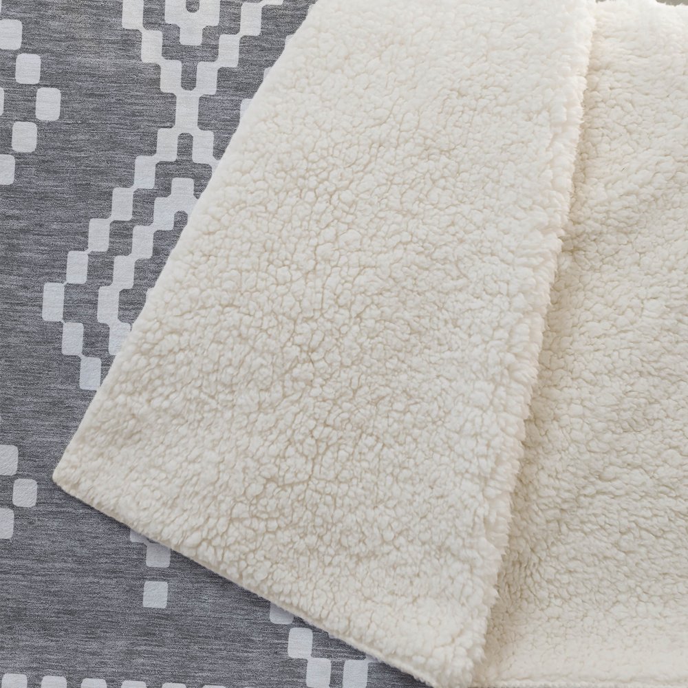 Premium Machine Washable ASB891 Gray 50" x 70" Sherpa Throw Blanket. Picture 2