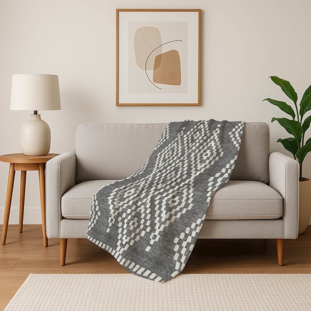 Premium Machine Washable ASB891 Gray 50" x 70" Sherpa Throw Blanket. Picture 5