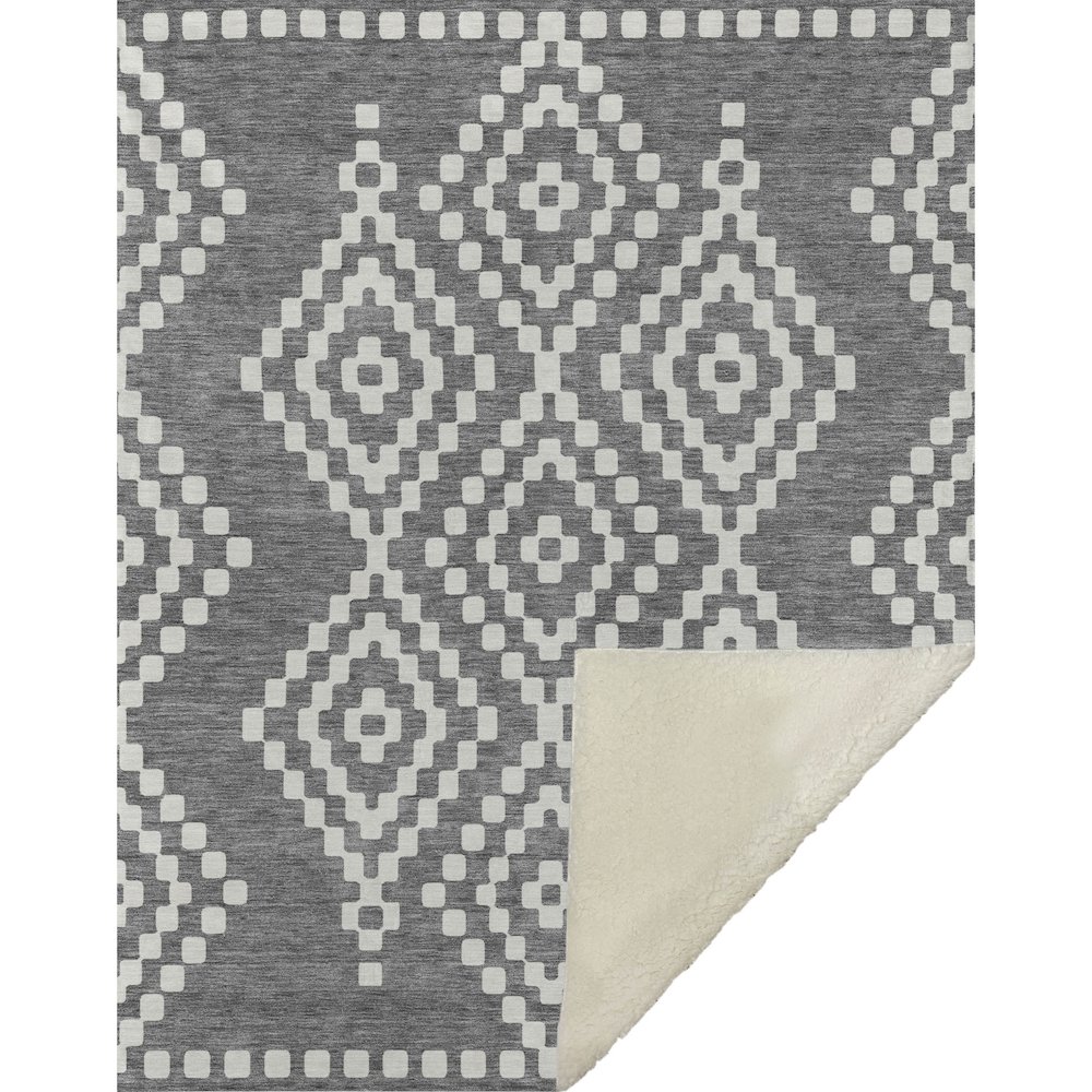 Premium Machine Washable ASB891 Gray 50" x 70" Sherpa Throw Blanket. Picture 1