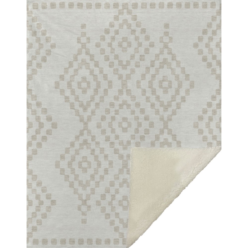 Premium Machine Washable ASB891 Ivory 50" x 70" Sherpa Throw Blanket. Picture 1