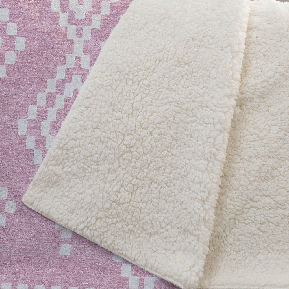 Premium Machine Washable ASB891 Pink 50" x 70" Sherpa Throw Blanket. Picture 2
