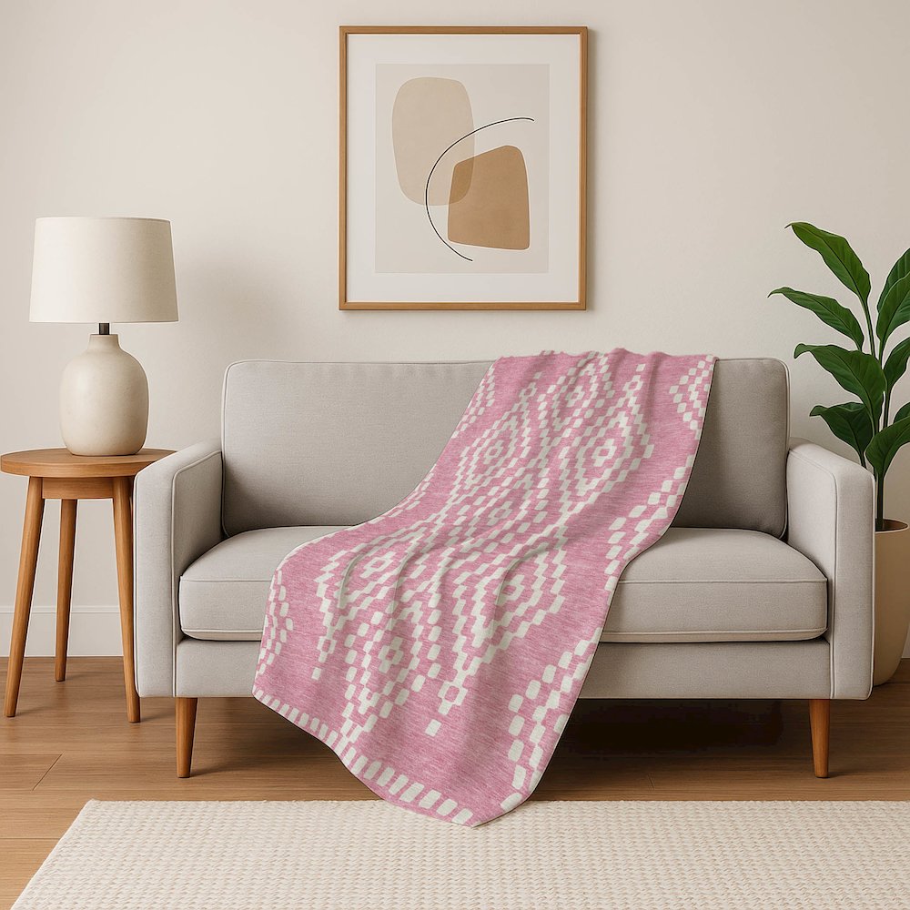 Premium Machine Washable ASB891 Pink 50" x 70" Sherpa Throw Blanket. Picture 5