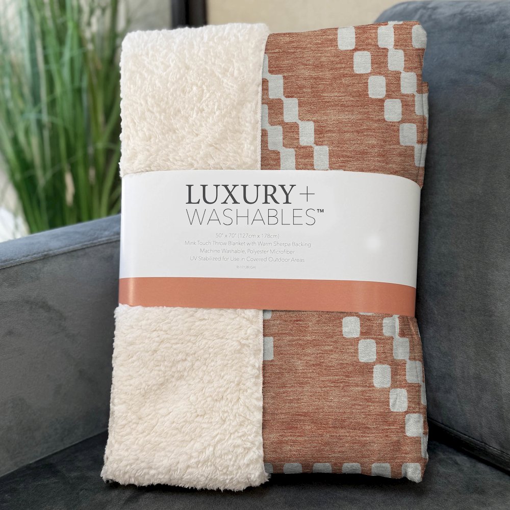 Premium Machine Washable ASB891 Salmon 50" x 70" Sherpa Throw Blanket. Picture 3