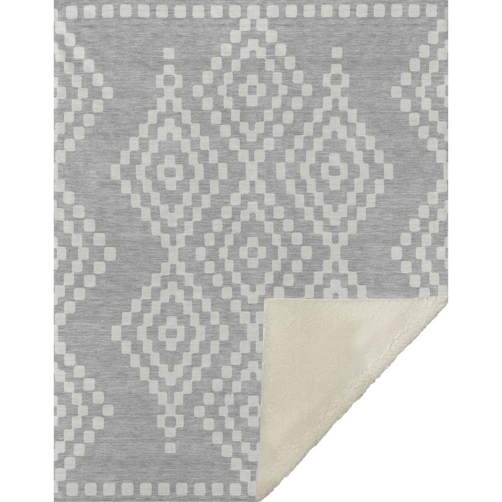 Premium Machine Washable ASB891 Silver 50" x 70" Sherpa Throw Blanket. Picture 1