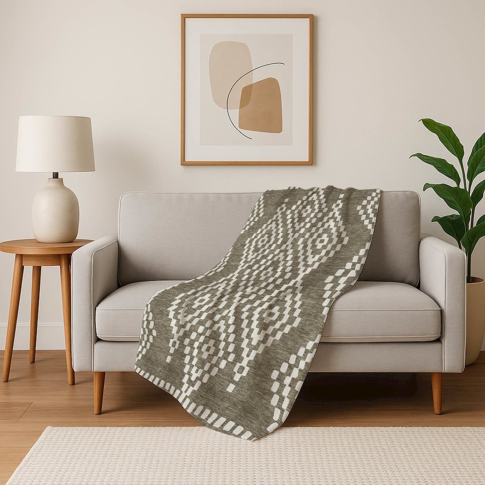 Premium Machine Washable ASB891 Taupe 50" x 70" Sherpa Throw Blanket. Picture 5