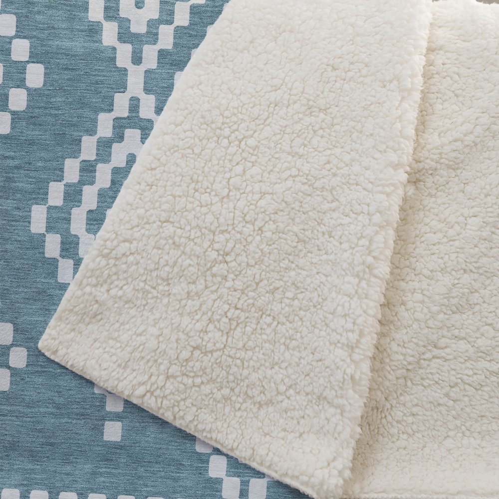 Premium Machine Washable ASB891 Teal 50" x 70" Sherpa Throw Blanket. Picture 2