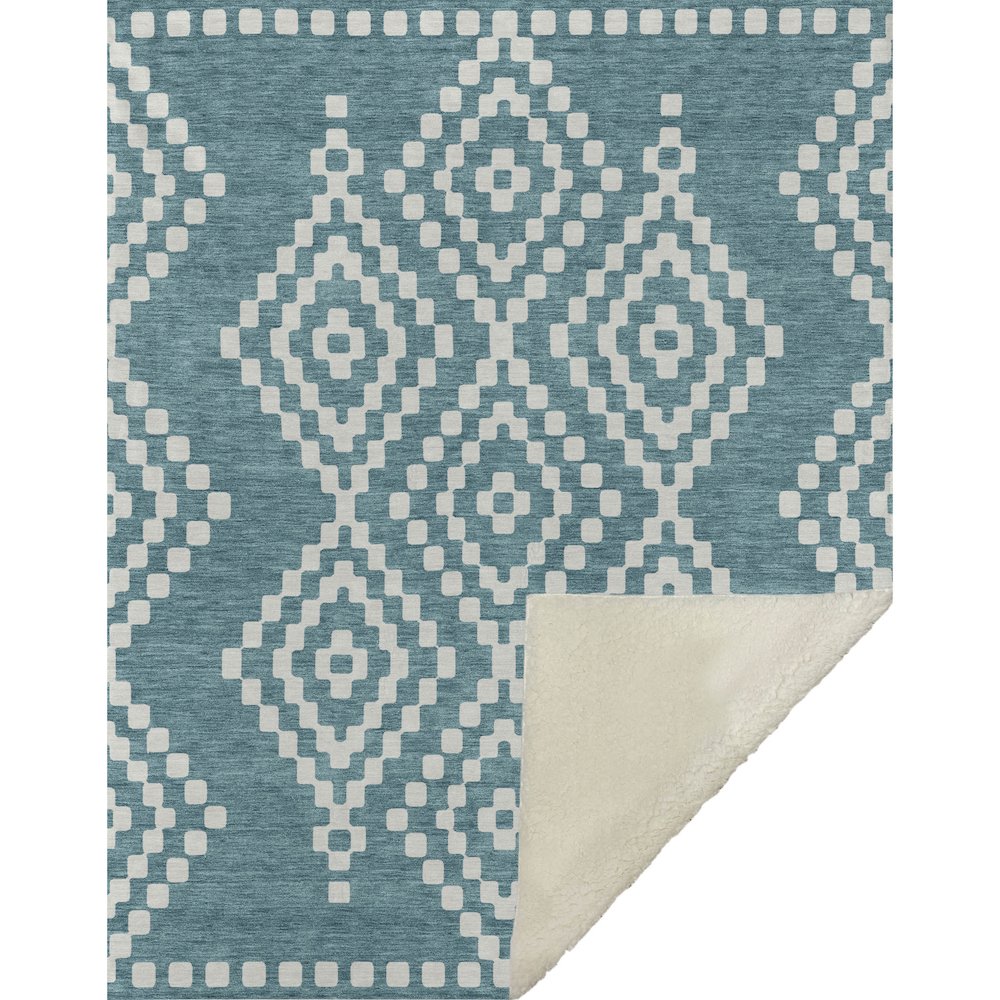 Premium Machine Washable ASB891 Teal 50" x 70" Sherpa Throw Blanket. Picture 1