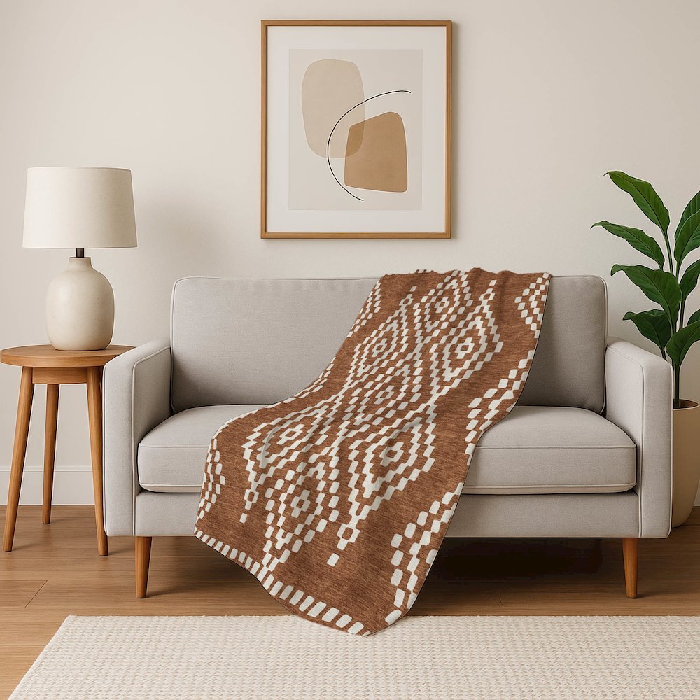 Premium Machine Washable ASB891 Terracotta 50" x 70" Sherpa Throw Blanket. Picture 5