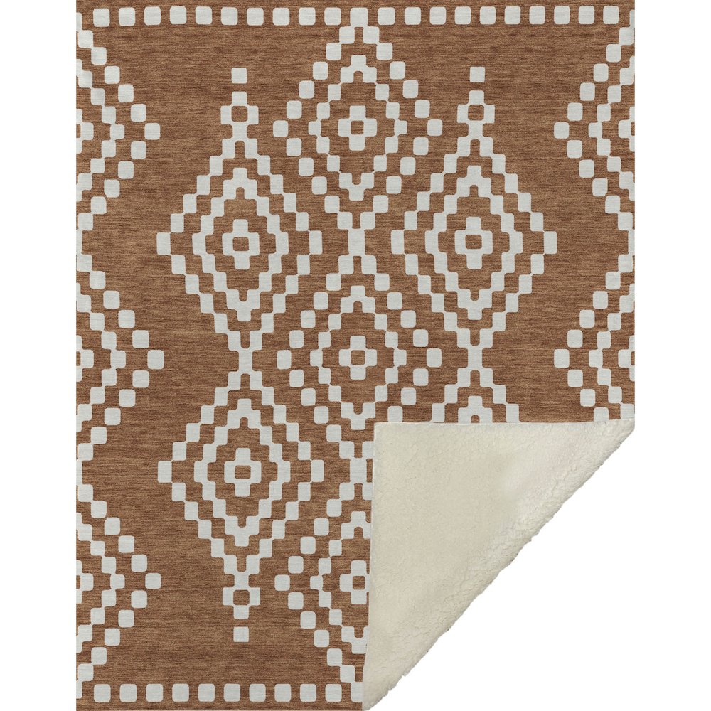 Premium Machine Washable ASB891 Terracotta 50" x 70" Sherpa Throw Blanket. Picture 1